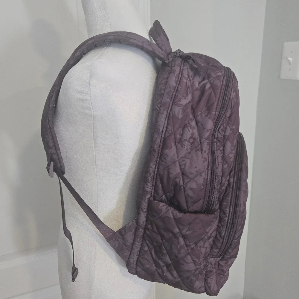 Vera Bradley Chrysanthemums Purple Flower Quilted Backpack School Travel Bag